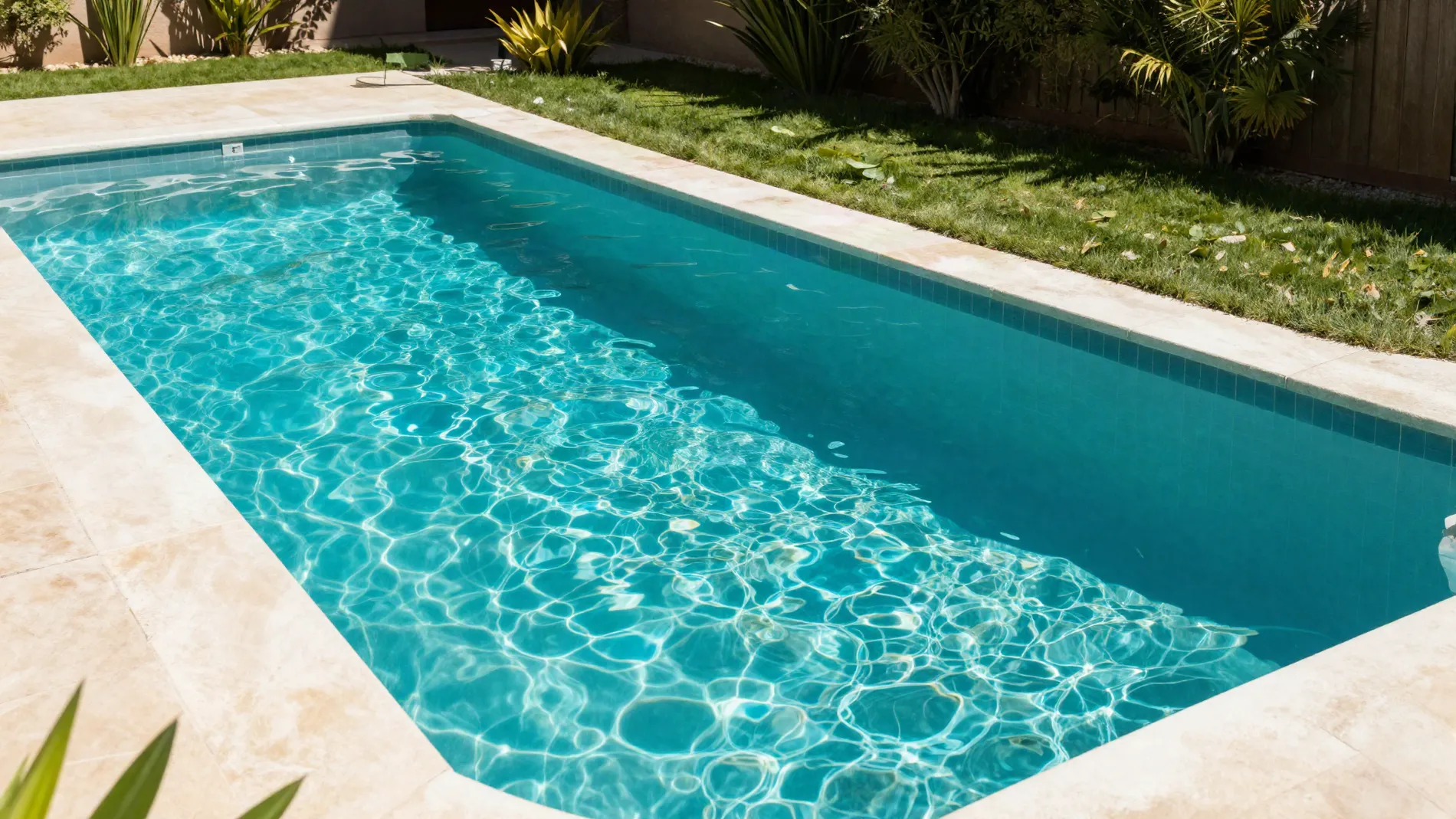Pileta con el agua cristalina en el fondo de una casa (foto ilustrativa)
